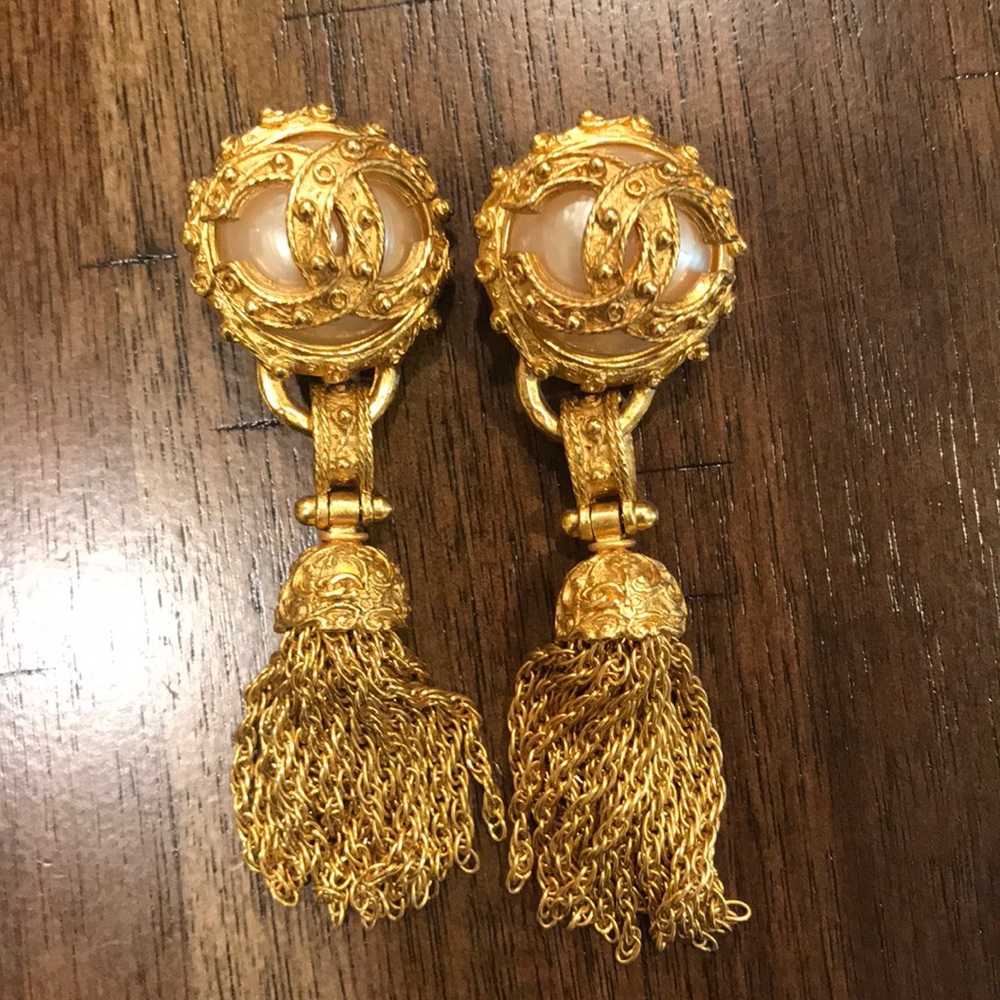 Chanel Brushed Gold Earrings